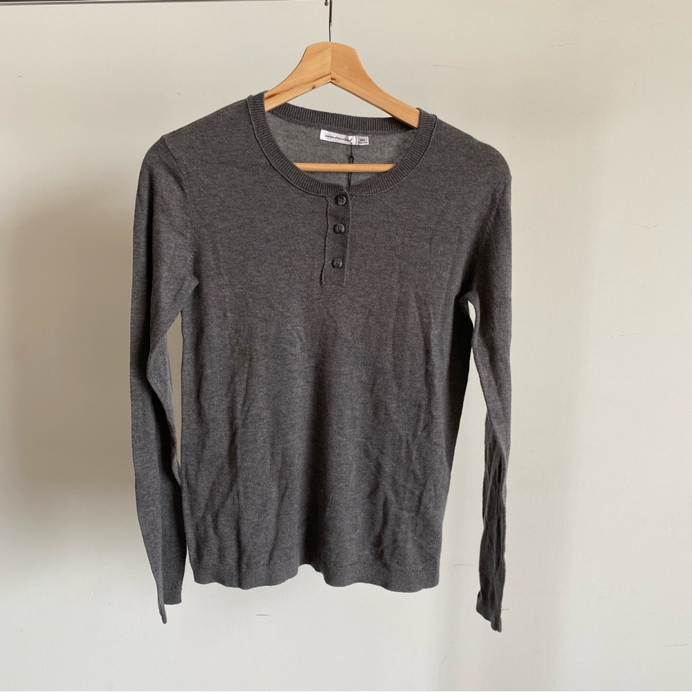 NWT Gray Unsubscribed Knit Crew Neck Cotton and Cashmere Sweater Sz XXS